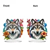 (US Local)DIY Double Sided Effect Special Shaped Flower Wolf DIY Double Sided Effect Diamond Painting Desktop Decorations Kit