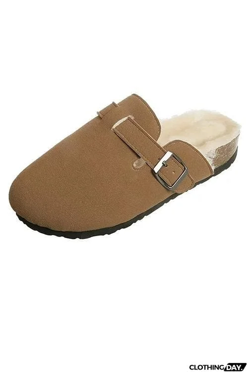 Shearling Suede Clogs Mules