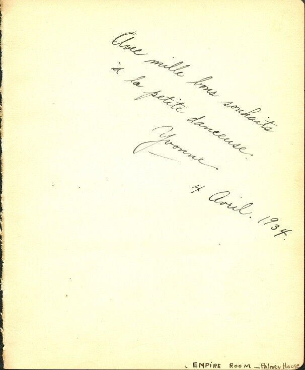 YVONNE (??) Autograph - CHICAGO STAGE & OPERA - 1934 - #19