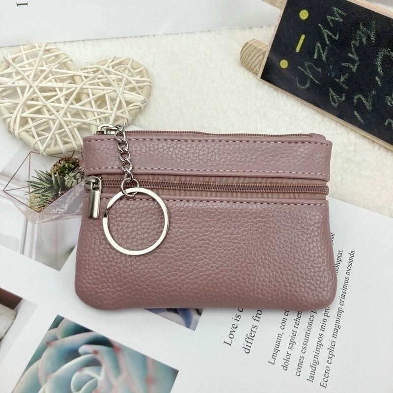 Women’s Solid Color Pu Leather Zipper Coin Purses