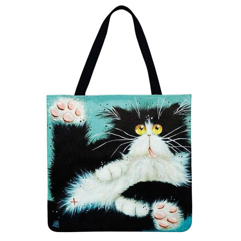 Linen Tote Bag-Cute cat