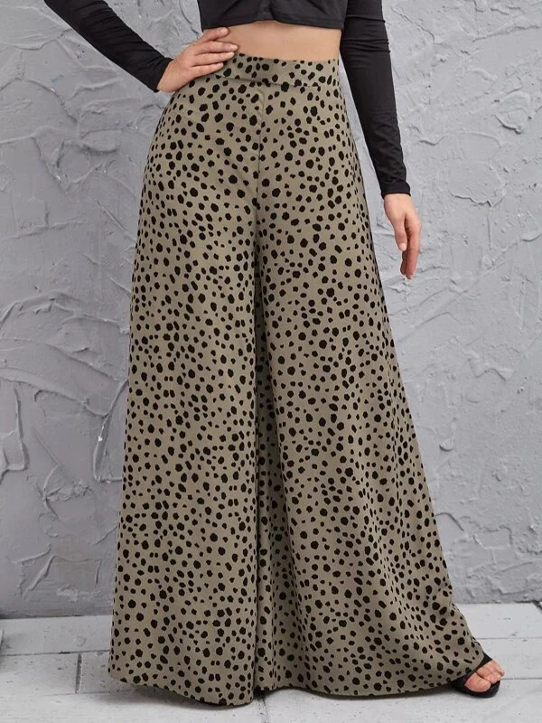 Leopard Loose Wide Leg Trousers Pants