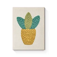 Yellow and Green Plant in Pot - Punch Needle