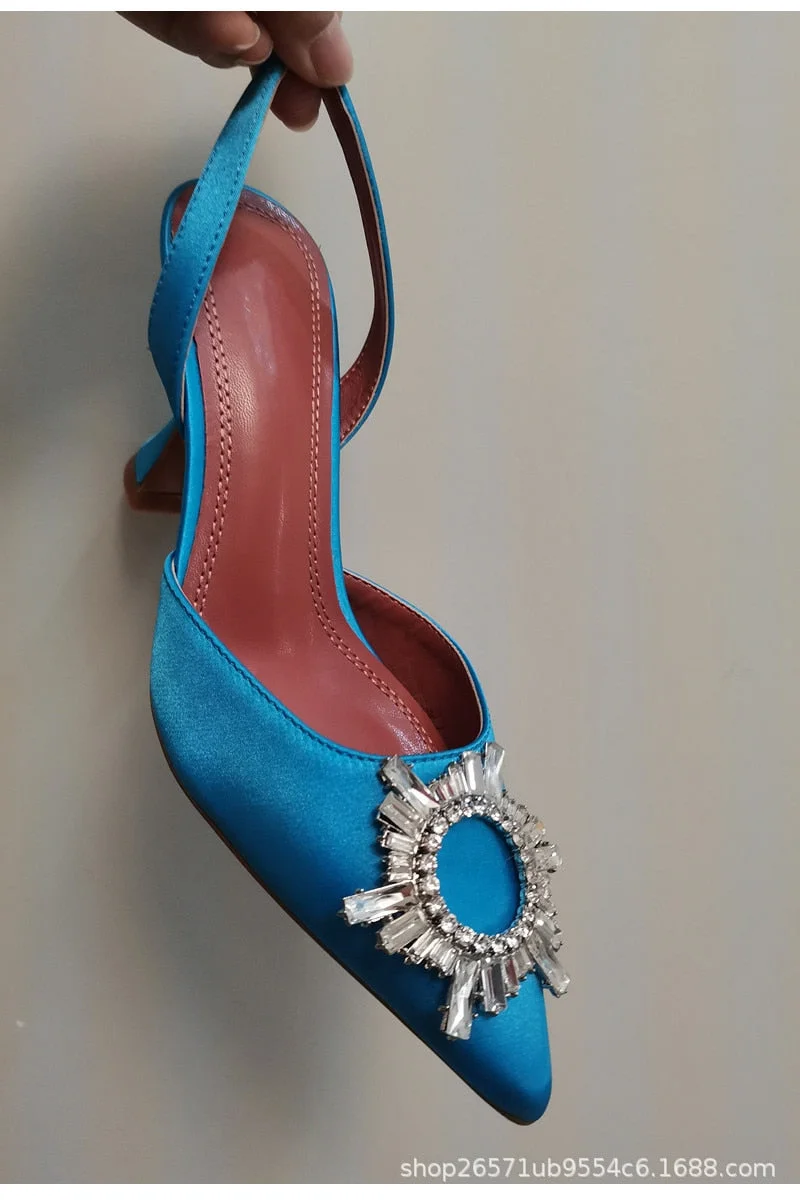 2021 banquet thick-heeled solid color large size low-top high-heeled suede pointed red fashion sandals