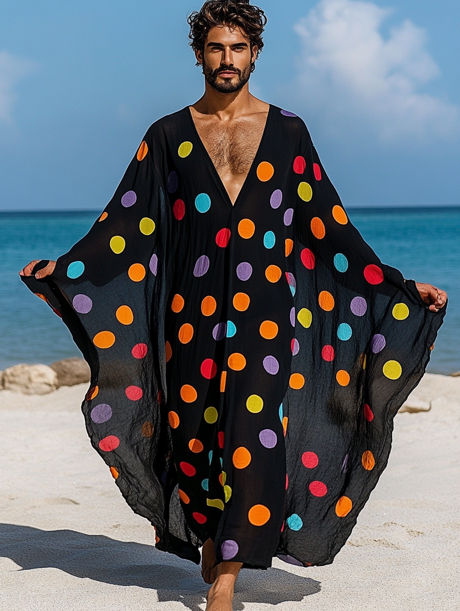 Loose and Comfortable V-neck Printed Kaftan