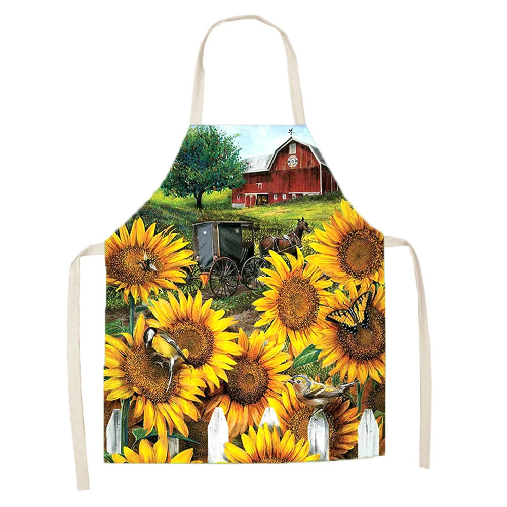 Linen Print Apron - Sunflowers - 68x55cm