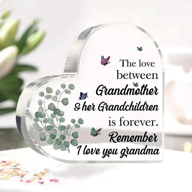 Grandma Acrylic Gifts-Acrylic Sunflower Heart Keepsake Desktop Ornament for Nan-Remember I Love You, Grandma