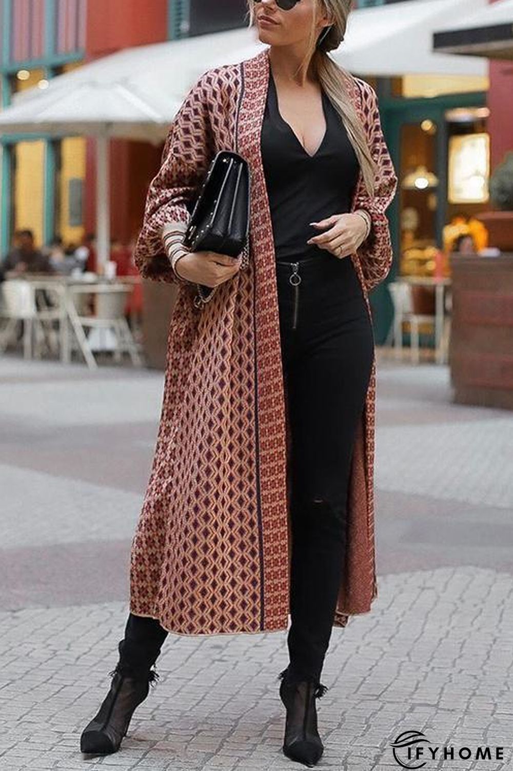 Digital Print Long Sleeve Cardigan Coat | IFYHOME
