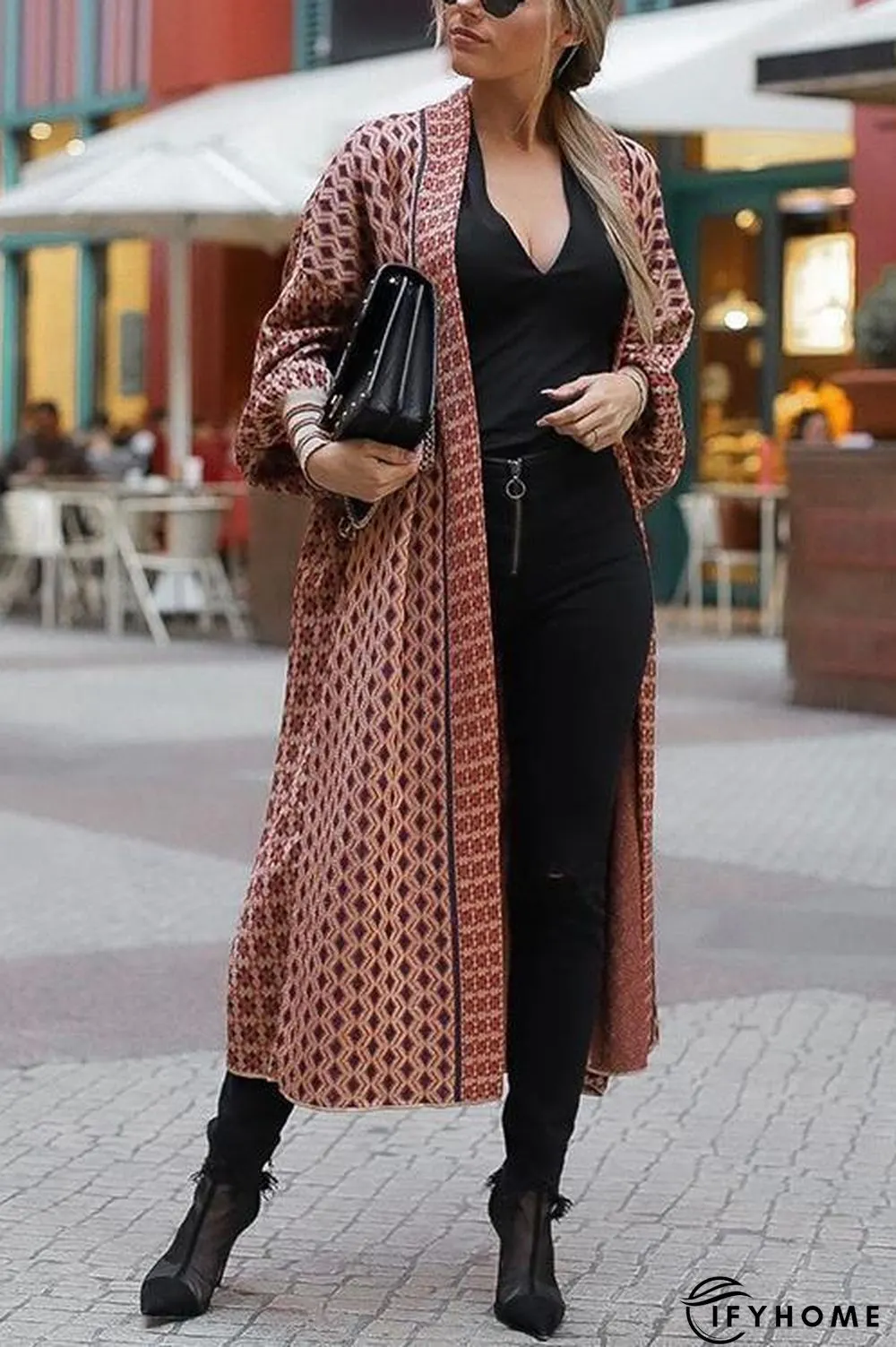 Digital Print Long Sleeve Cardigan Coat | IFYHOME