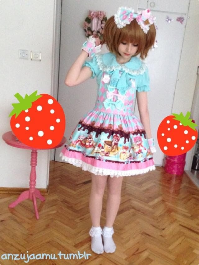 Lolita Cream Cat Strap Dress 3 colors SP130252