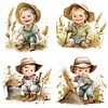 Mid-year Promotion 4Pcs/set Diamond Painting-DIY Full Round Drill Farm Cowboy Kid (30*30cm)