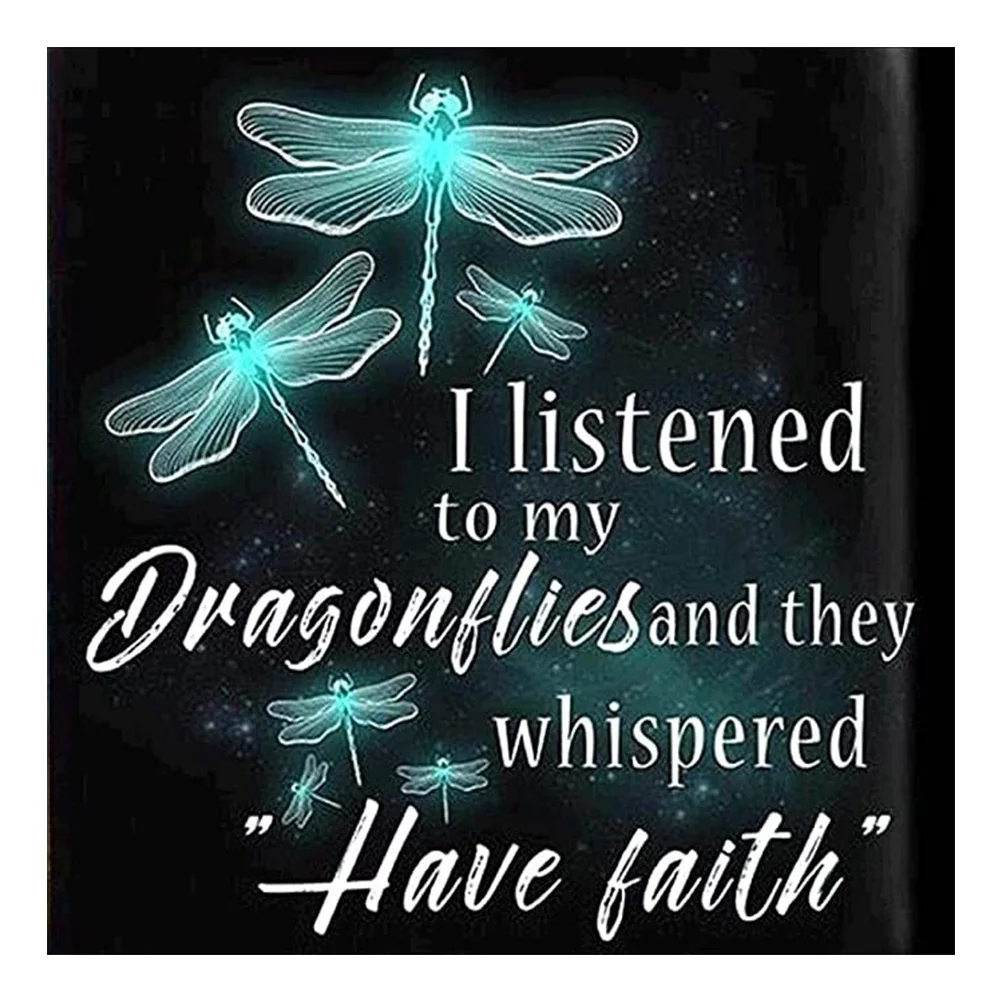 Diamond Painting - Full Round/Square Drill - Dragonfly Saying(30*30 - 50*50cm)