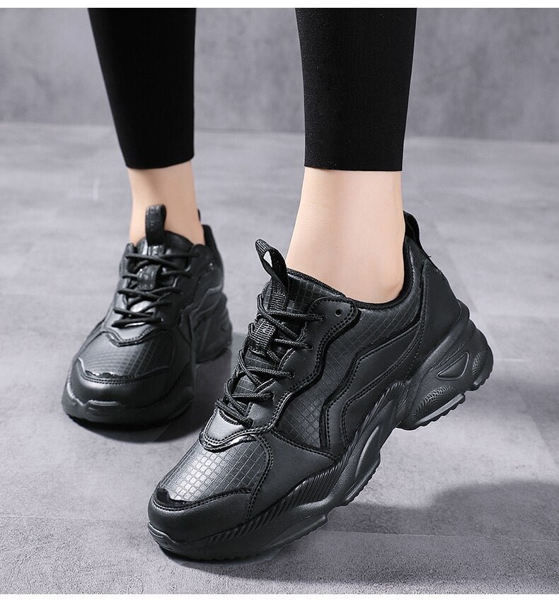 High Heels Mixed Color Thicken Role Girl Autumn Casual Sports Shoes Walking Ladies Black Sneakers Women Outdoor Fashion Footwear