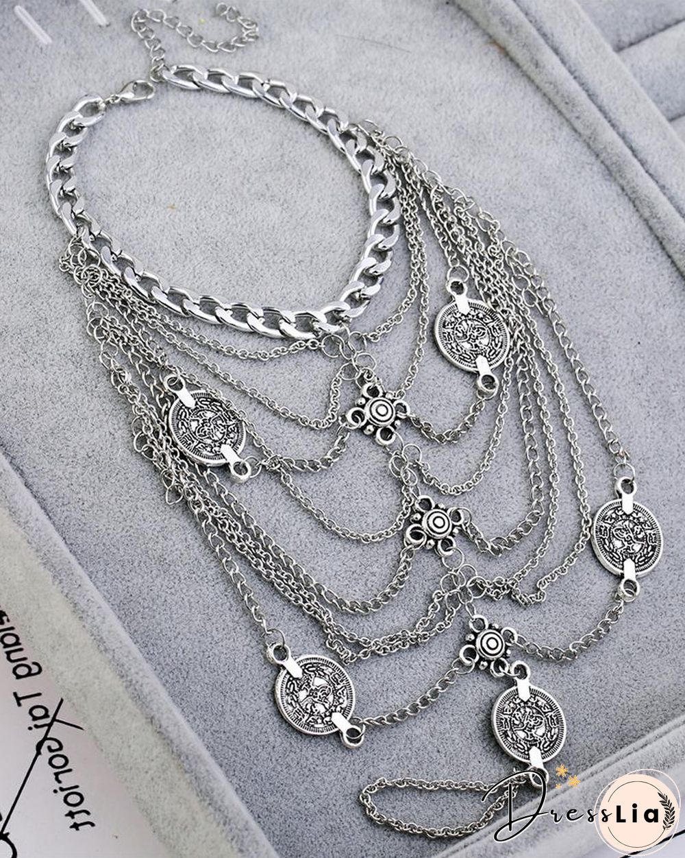 1PCS Coin Pattern Layered Mittens Chain Anklet