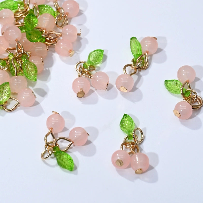 20 Pieces 5 PCS/Package 10 * 15mm Glass Iron Cherry Pendant Jewelry Accessories