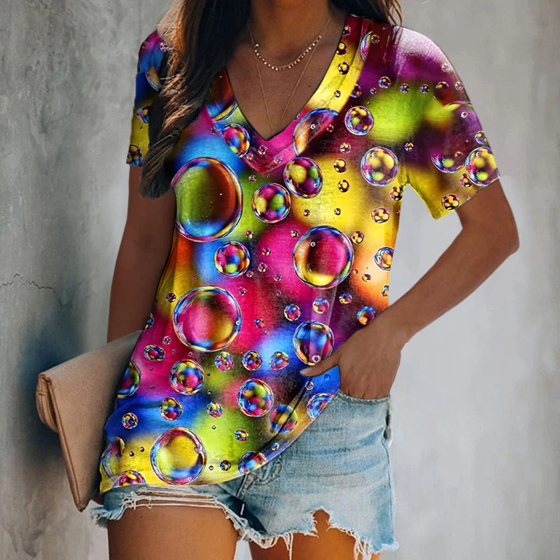 Polka Dot Shape Printing Graphic T-shirts