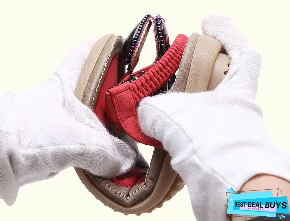 Women Hot Open Toe Flat Summer Sandals String Bead Ethnic Sandals