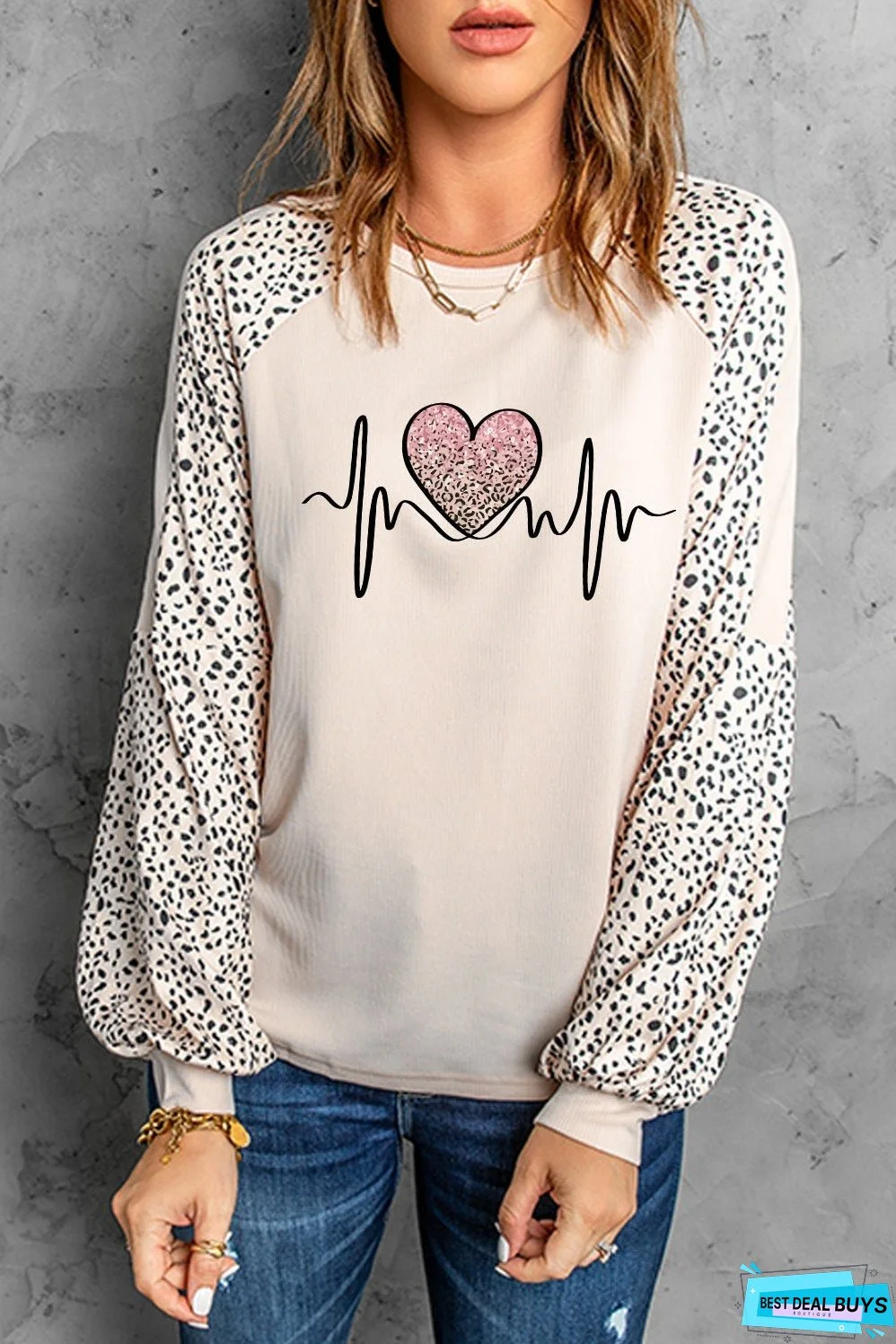 Peaceful Love Leopard Pullover Top