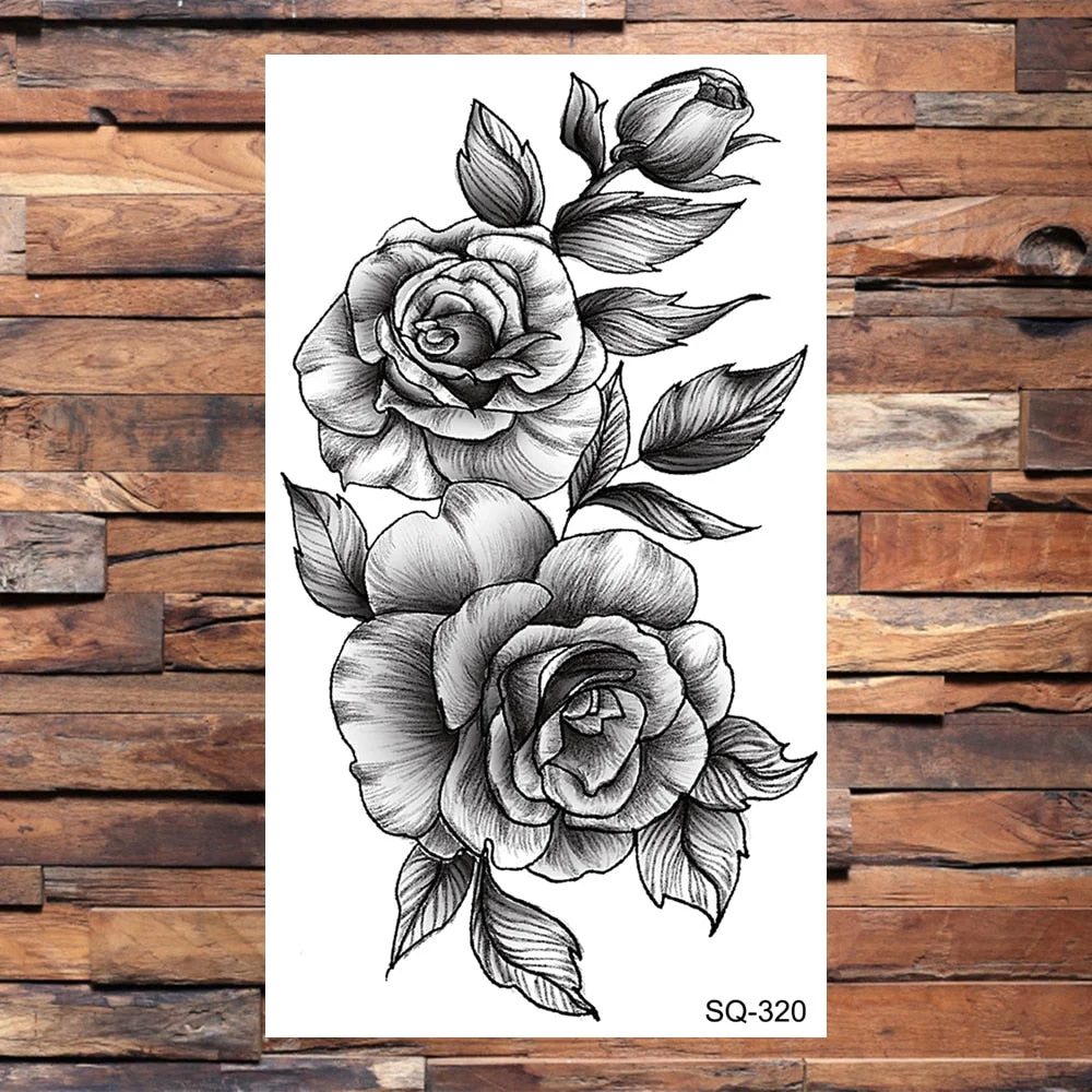 Small Butterfly Temporary Tattoos For Women Girls Realistic Skull Rose Flower Snake Feather Fake Tattoo Sticker Back Arm Tatoos