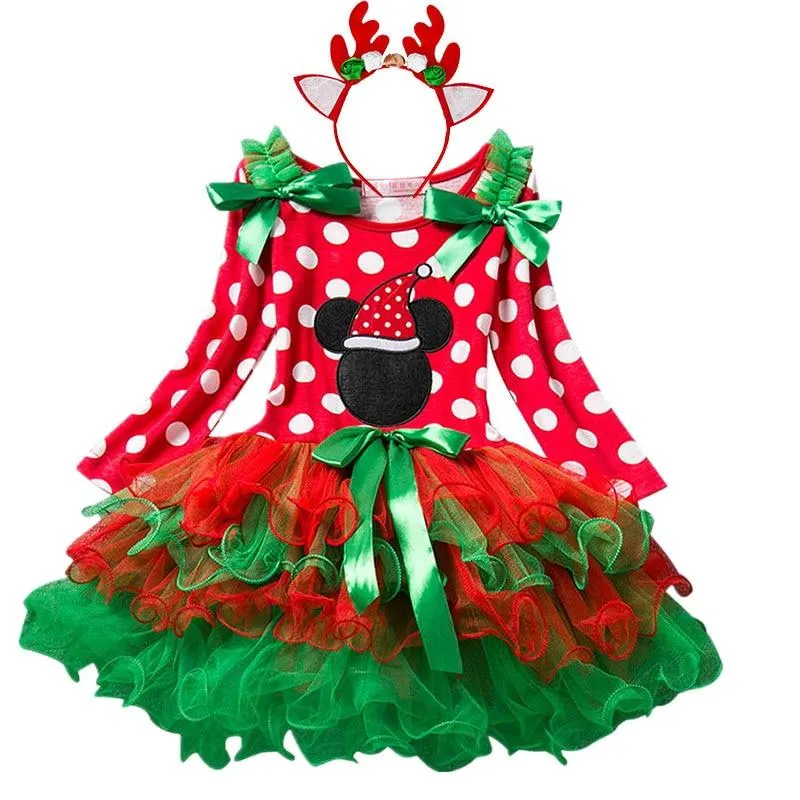 Santa Claus Girls Xmas Party Dress Kids Christmas Dresses New Years Girl Vestido Fancy Christmas Dress Girl Long Sleeves Red