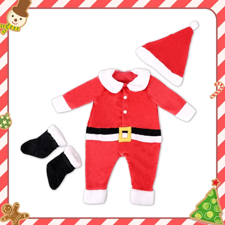 Babeside 17" - 20" Reborn Baby Dolls  Christmas 3-Pcs Clothing Set - Jumpsuit & Hat & Socks