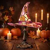 Witch Hat Desk Ornament Maple Leaf Resin Halloween Night Light