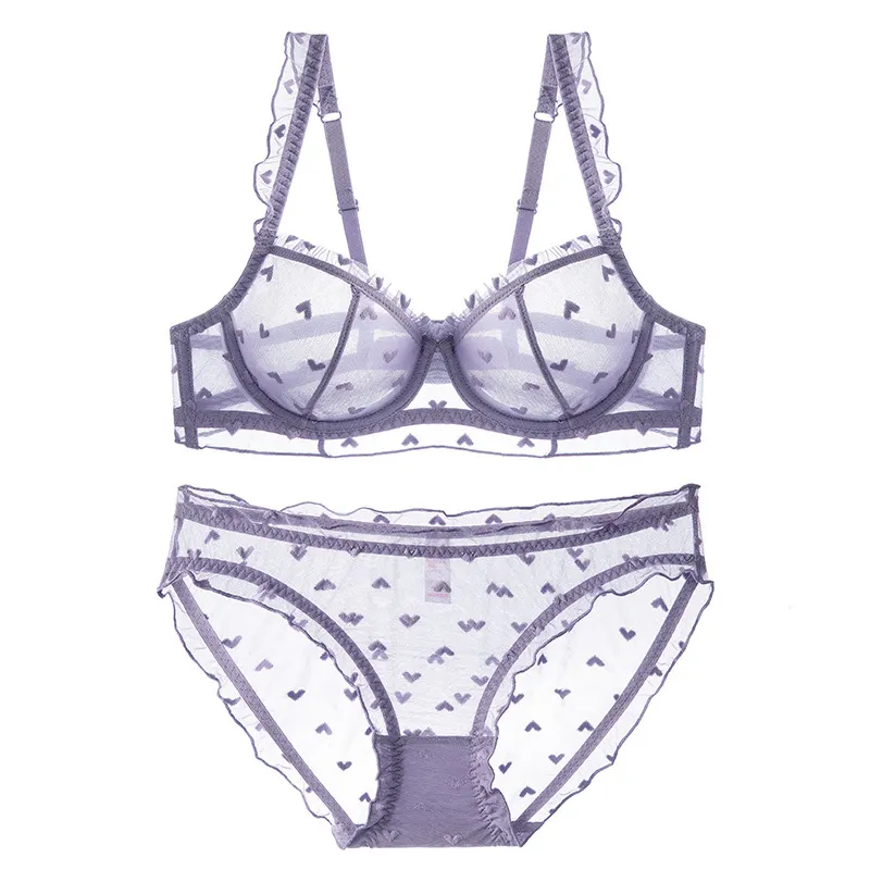 Churchf Lace Underwear Pure Summer Thin Female Bra Show Small Side Breast Breathable Bra Sexy Bra Set