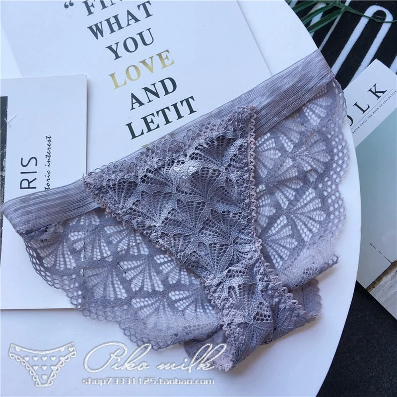 European Style sexy Underwear Women's Cotton Panties Low Waist Pure Color Briefs Fashion Hollow Out Underpants Female Lingerie