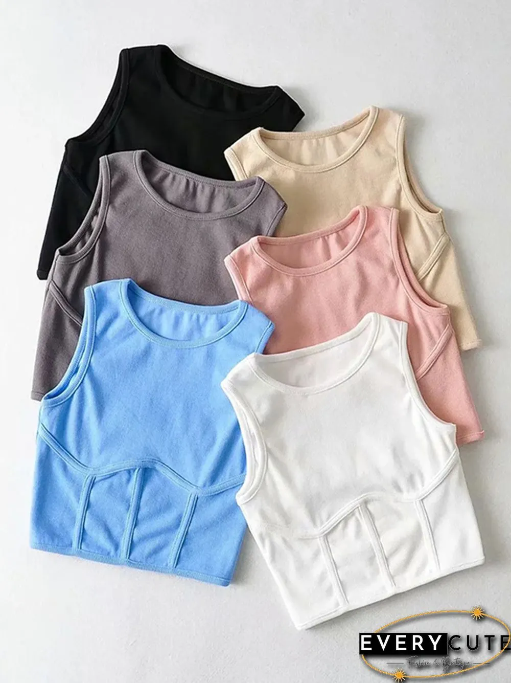 Summer Womens Streetwear Corset Crop Top Elastic Cotton Sleeveless O-Neck Solid Sexy Tank