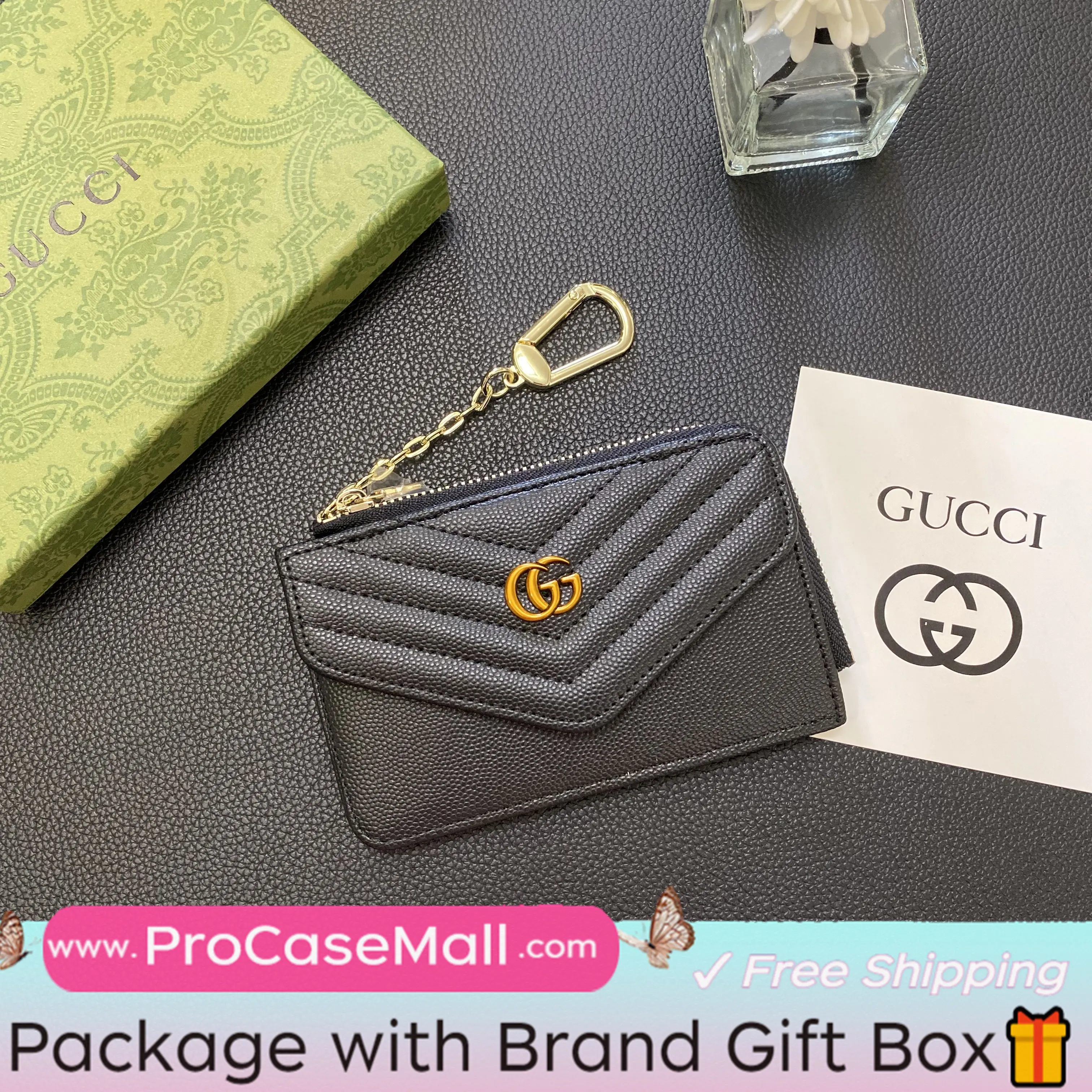 Gucci Elegant Leather GG Multi-Slot Wallet Card Holder