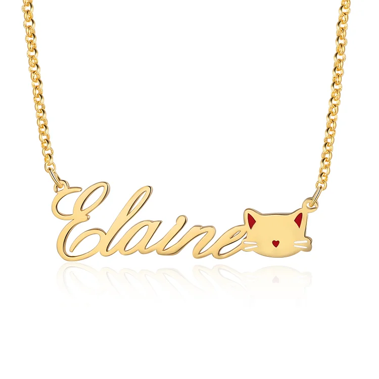 Personalized Cat Necklace Custom 1 Name Necklace Gift for Her