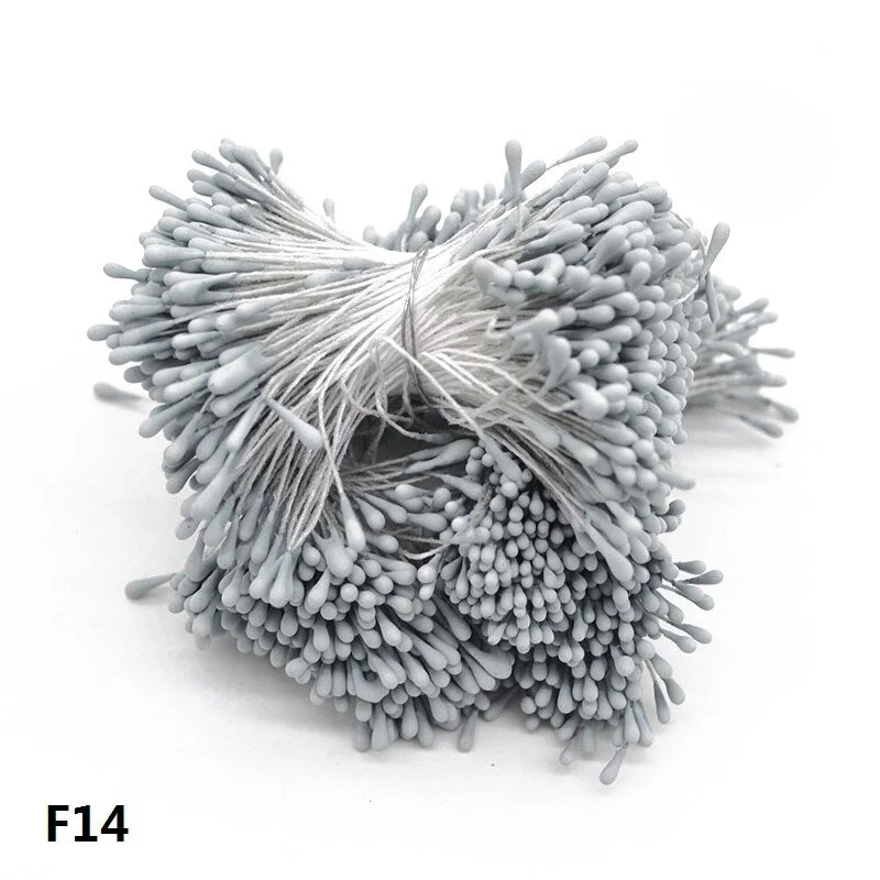 1 Bundle= 800Pcs Artificial Flower Double Heads Stamen Pearlized Craft Cards Cakes Decor Floral for Home Wedding Party Decor