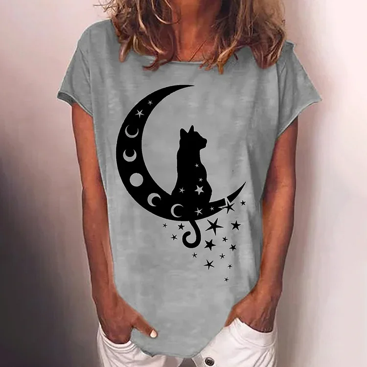 Cat Print Casual T-Shirt