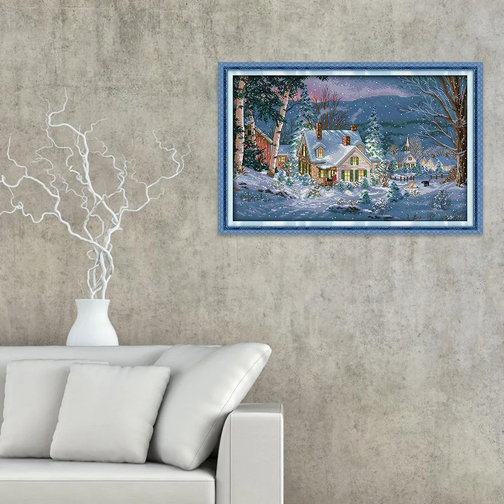 14ct Stamped Cross Stitch - Christmas Snow Night(55*37cm)