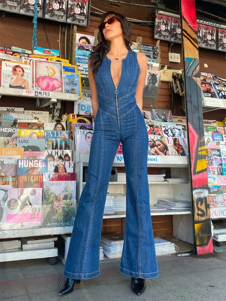 🔥HOT SAEL 49% OFF🔥Backless Heart Cutout Denim Jumpsuit For Women