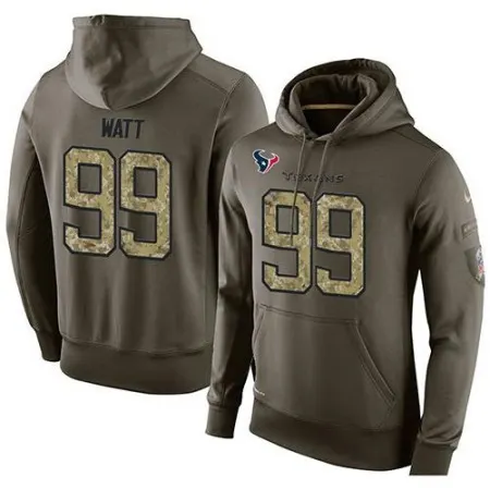 NFL Men's  Houston Texans #99 J.J. Watt Stitched Green Olive Salute To Service KO Performance Hoodie