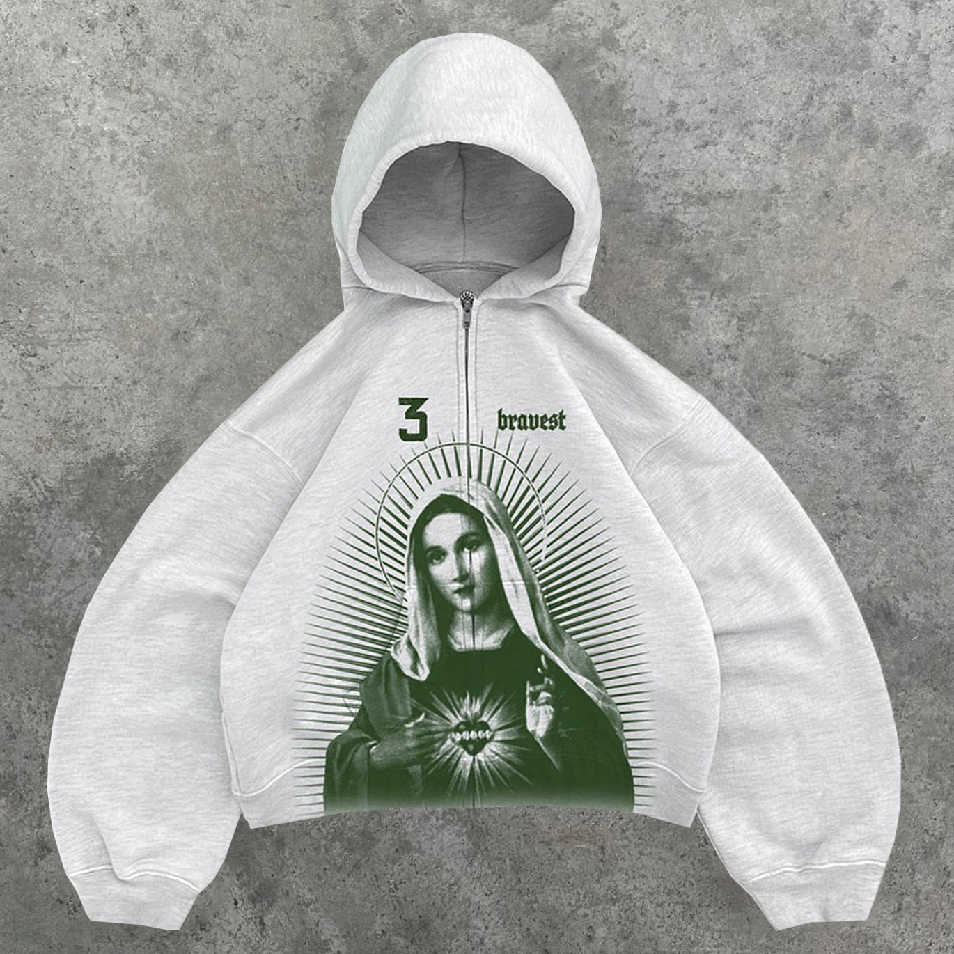 Bravest Mary Print Long Sleeve Hoodies
