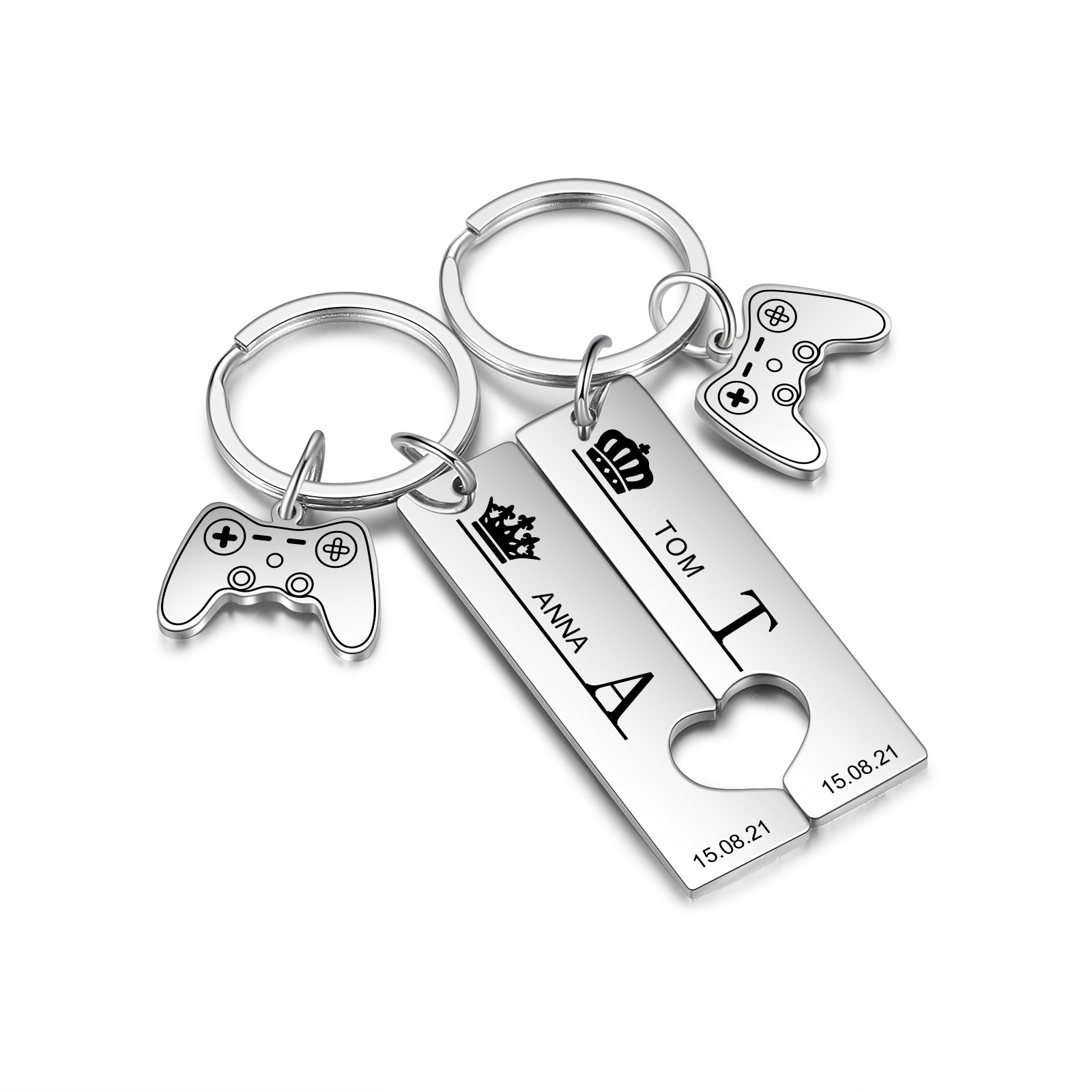 Personalised Couple Keychain Custom 2 Names & 2 Letters & Date Keyring Game Console Valentine's Day Gift for Him/Her-Jessemade AU