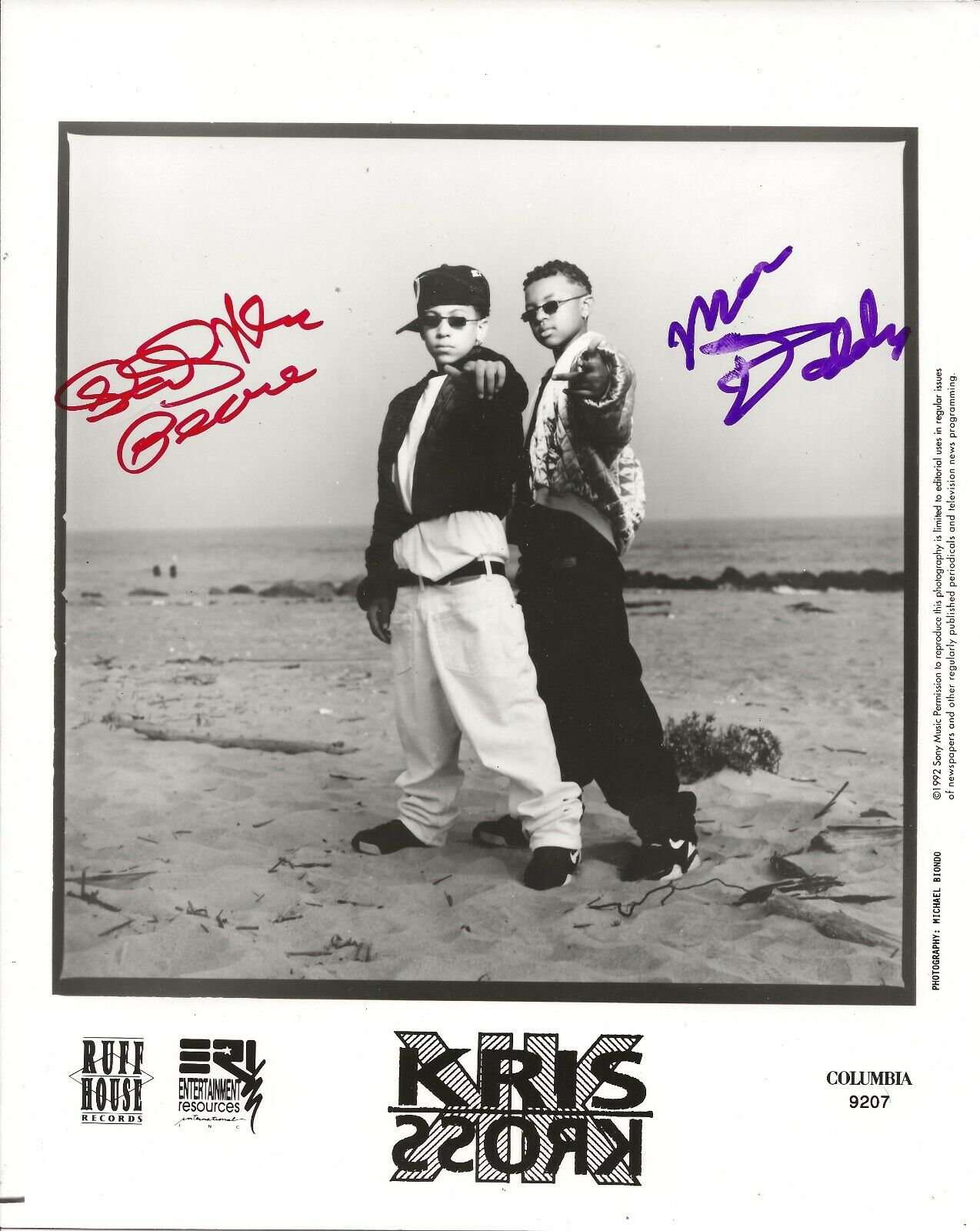 Kris Kross REAL hand SIGNED Original 1992 Promo Photo Poster painting JSA Full LOA by Both RARE