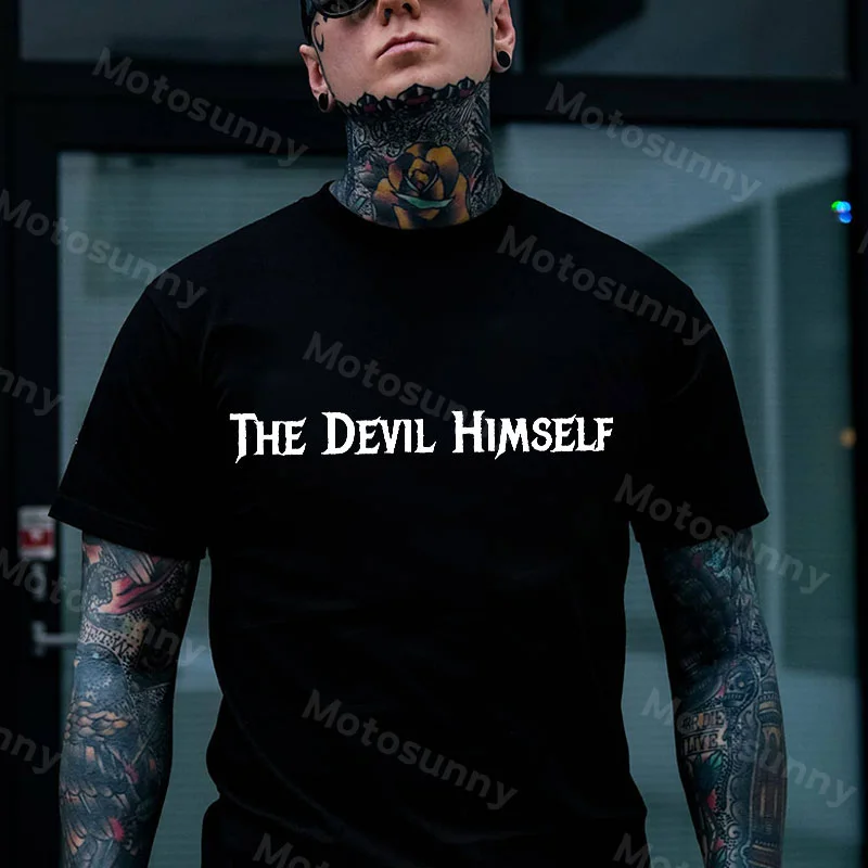 THE DEVIL HIMSELF Letter Graphic Black Print T-shirt