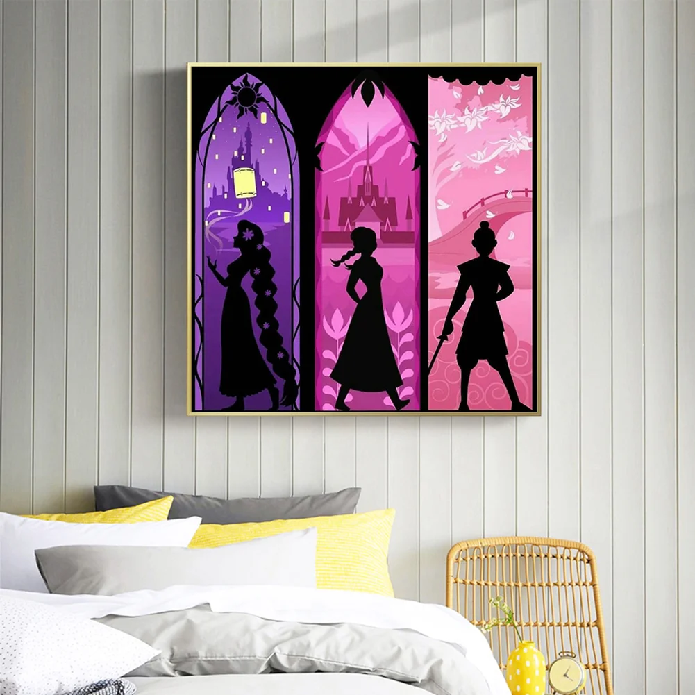 Full Round Diamond Painting 50*50cm - Disney Princess Silhouette