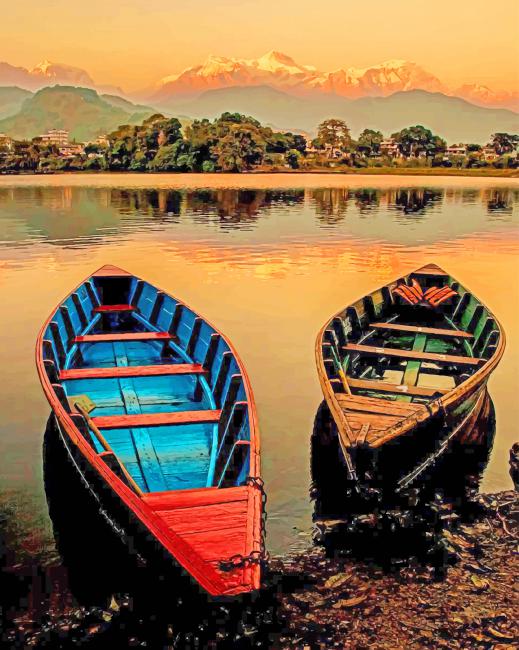 

Sunset Phewa Lake – Paint By Numbers - 40*50CM, 501 Original
