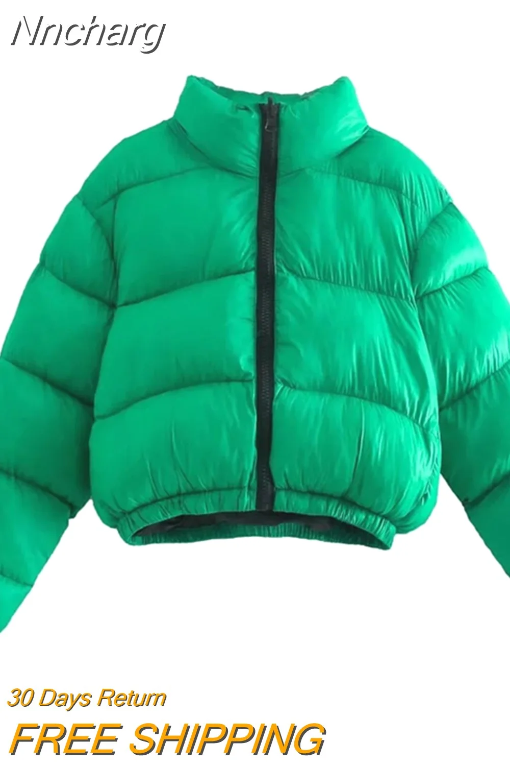 Nncharge New Women's Winter Coats Warm Thick Chic Green Parkas Casual Bomber Puffer Long Sleeve Solid Parka Coat Women Streetwears