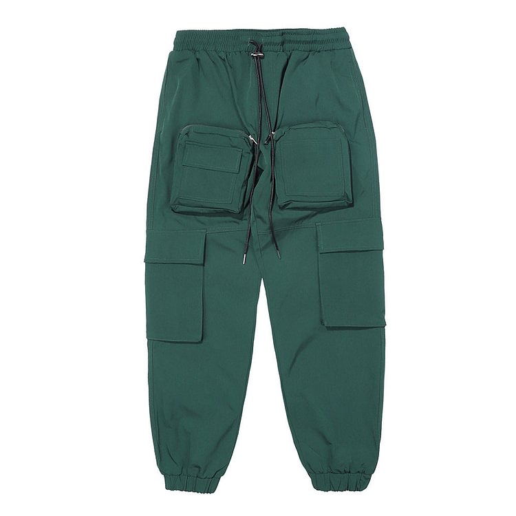 Multi-Pocket Cargo Pants Men's plus Size Retro Sports High Street Elastic Waist Men's Clothing Ankle Banded Pants Street Trendy Trousers Men Pants