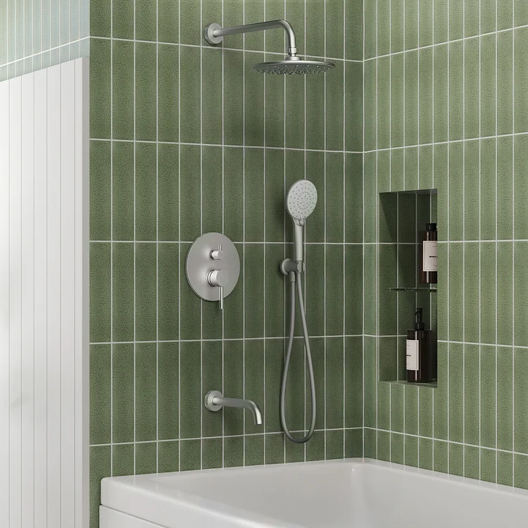 EVERSTEIN SFS-1076-NK9 - August New Release: 9-Inch 3-Function Matte Black Shower System with Handheld and Tub Spout