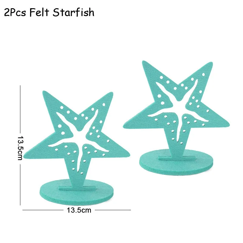 2Pcs Little Mermaid Theme Party Decorations DIY Felt Coral Table Ornament Under the Sea Girl Birthday Party Supplies Baby Shower