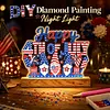 Independence Day DIY Acrylic Diamond Painting Night Light for Adults Beginner Diamond Art Table Lamp with Wooden Base for Woman Man Desk Bedroom Tabletop Decor