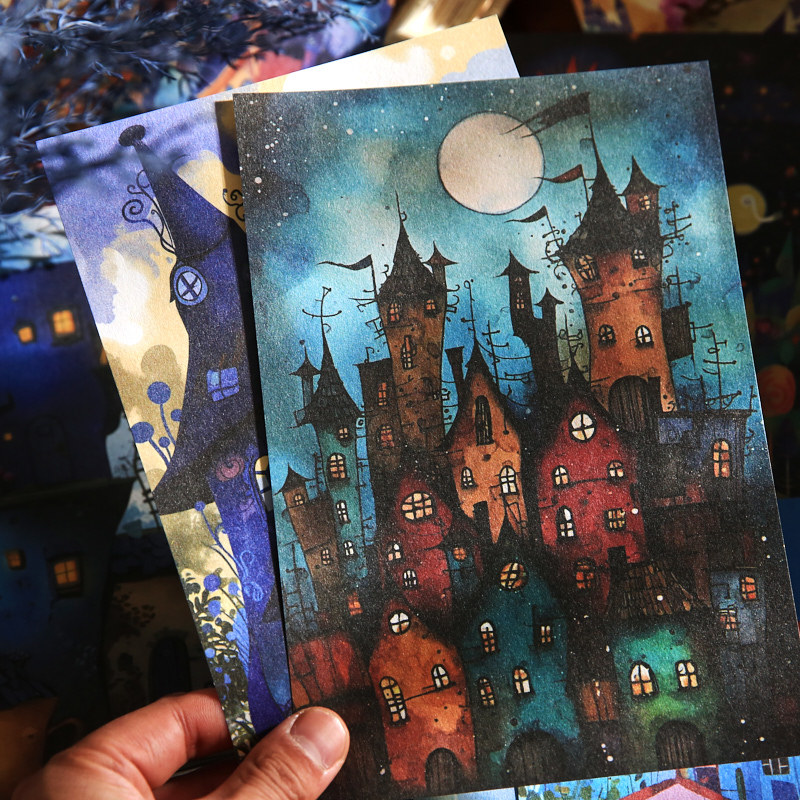 소재 종이 - 동화 세계 시리즈 빈티지 마법의 숲 성