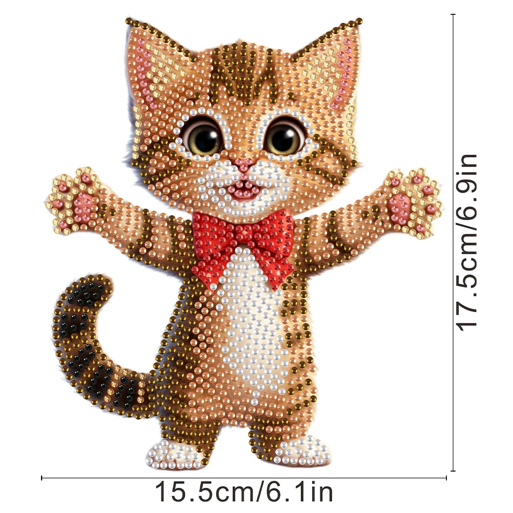 Xmas Acrylic Shaking Head 5D DIY Diamond Art Tabletop Decorations for Home (Cat)