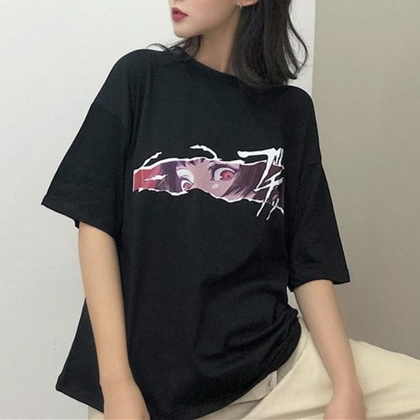Black Cool Eye Printing Tee Shirt SP13681
